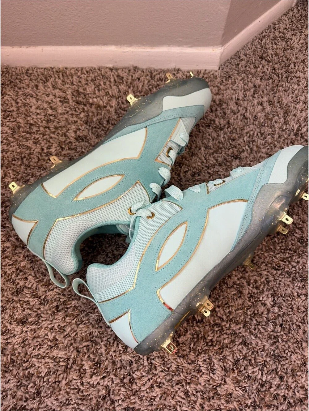 Under Armour Yard Icon MT Metal Baseball Cleats Size 15 Green/Gold 6012731-791